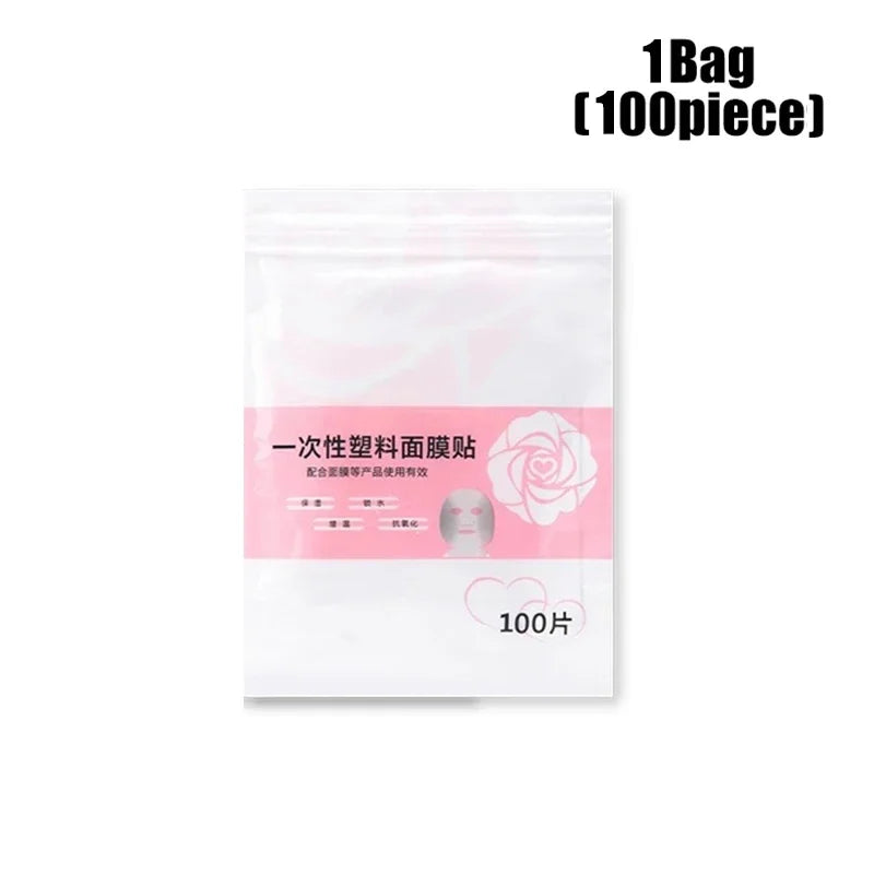 500/100 unidades de película de papel desechable para mascarillas faciales, envoltura de plástico para salones de belleza, mascarillas faciales transparentes, herramientas para el cuidado de la piel facial.