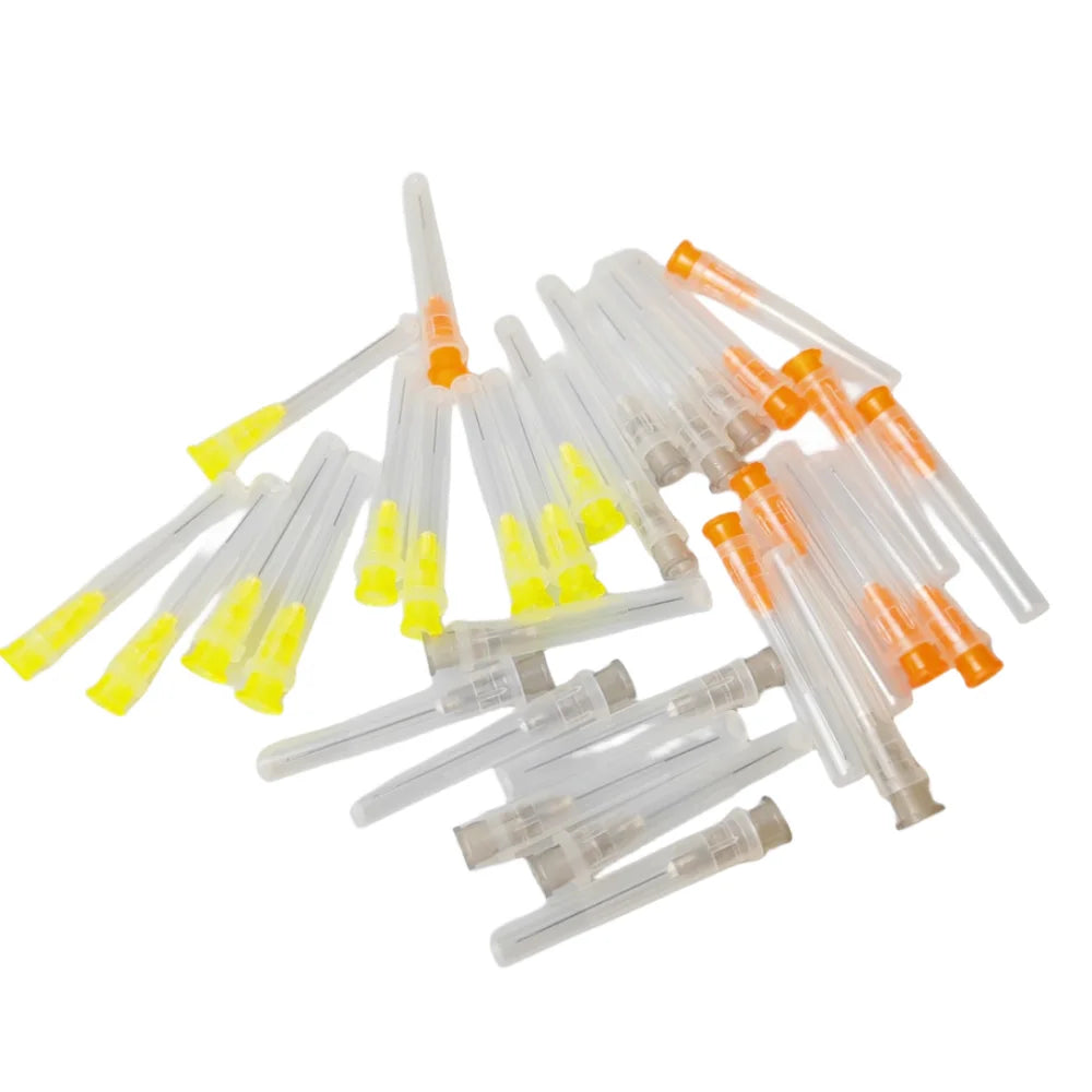 100 agujas de irrigación dental endodóntica (25/27/30 GA, 30 G) para endodoncia, para lavado de conductos radiculares, materiales odontológicos.